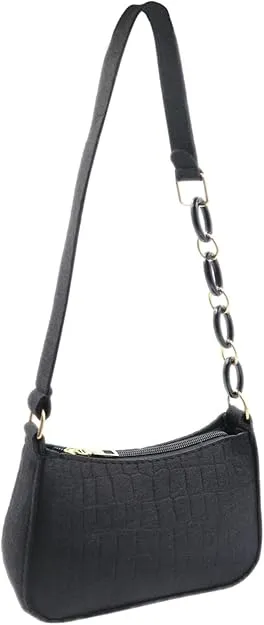 NEW Fashion Felt Crocodile Pattern Underarm Bag for Women Tote Shoulder Bag Clutch Handbag with Chain Strap