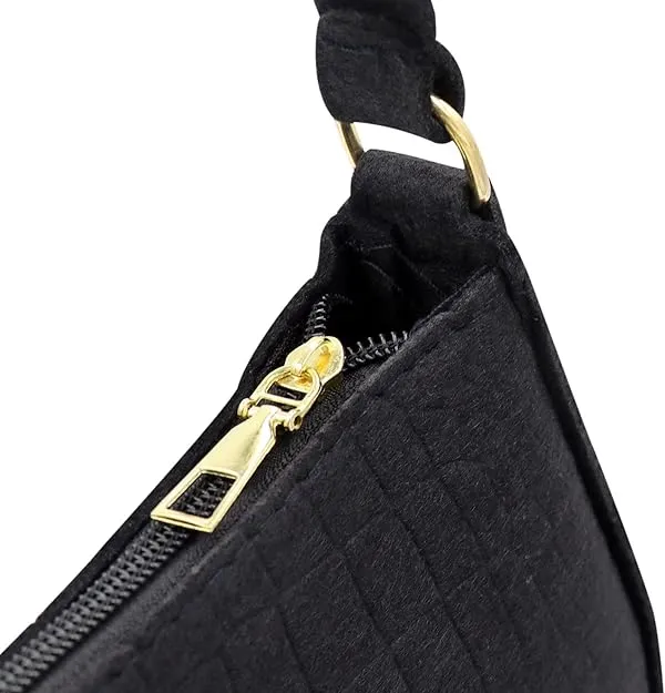 NEW Fashion Felt Crocodile Pattern Underarm Bag for Women Tote Shoulder Bag Clutch Handbag with Chain Strap