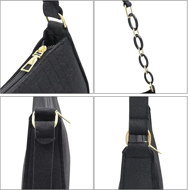 NEW Fashion Felt Crocodile Pattern Underarm Bag for Women Tote Shoulder Bag Clutch Handbag with Chain Strap