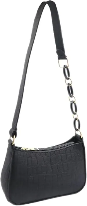 NEW Fashion Felt Crocodile Pattern Underarm Bag for Women Tote Shoulder Bag Clutch Handbag with Chain Strap