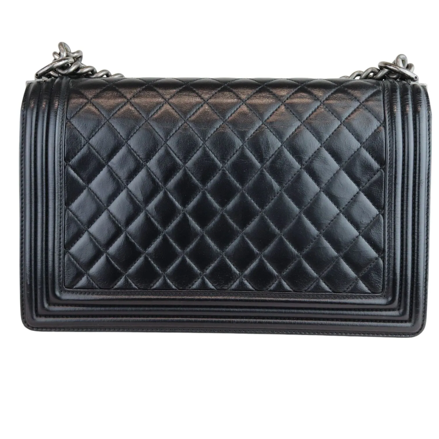New Medium Boy Flap Calfskin Quilted Black RHW