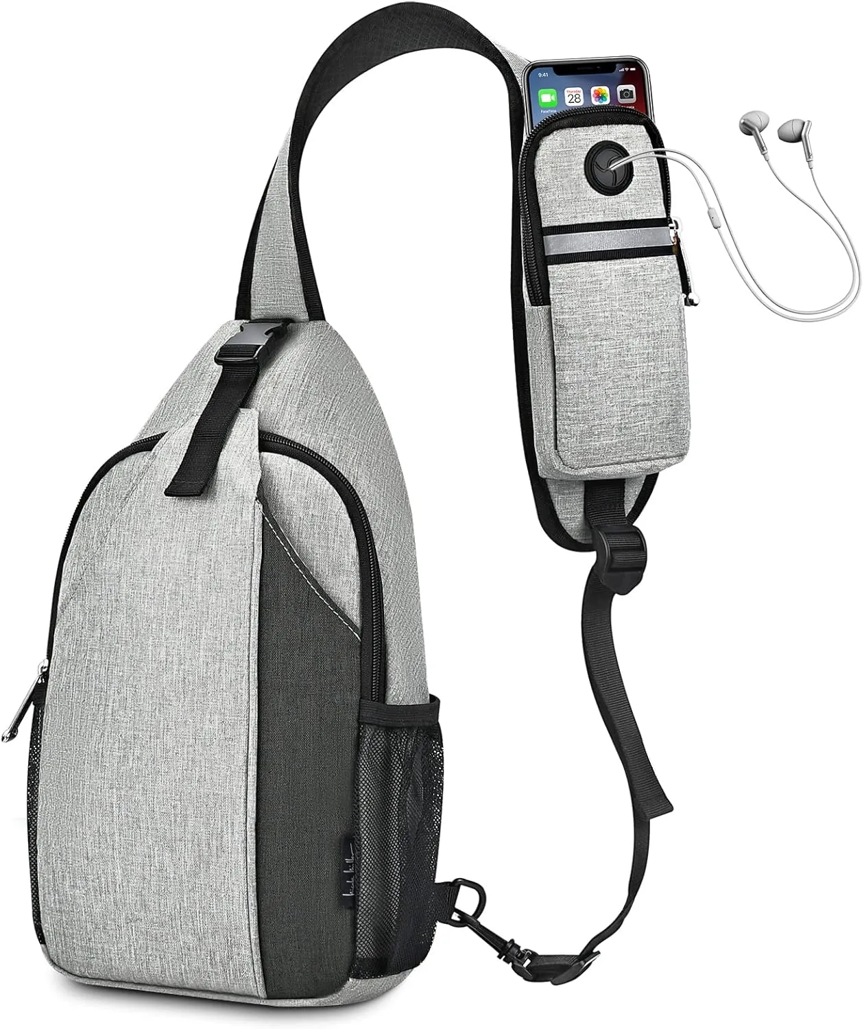 Nicole Miller Sling Bag Lightweight Crossbody Shoulder Backpack with Mesh Side Pockets Travel Hiking Chest Bag Daypack