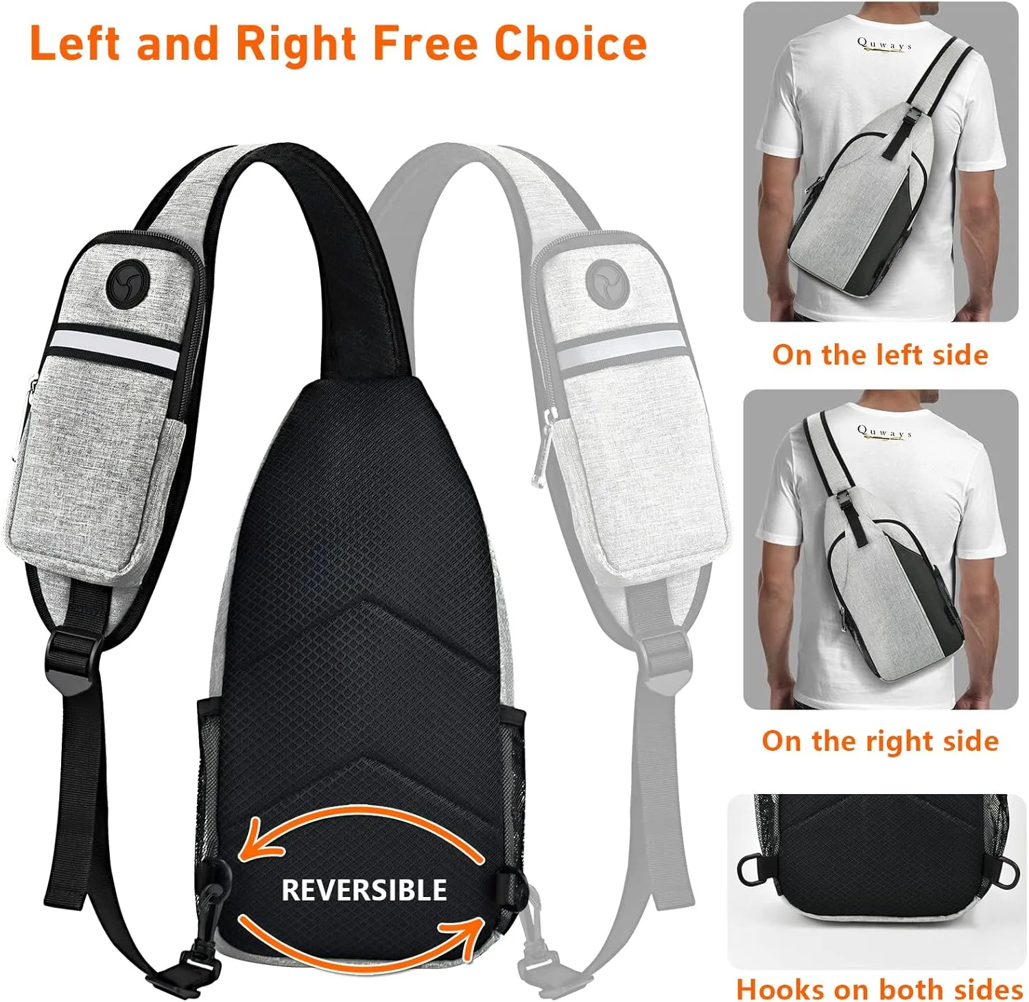 Nicole Miller Sling Bag Lightweight Crossbody Shoulder Backpack with Mesh Side Pockets Travel Hiking Chest Bag Daypack
