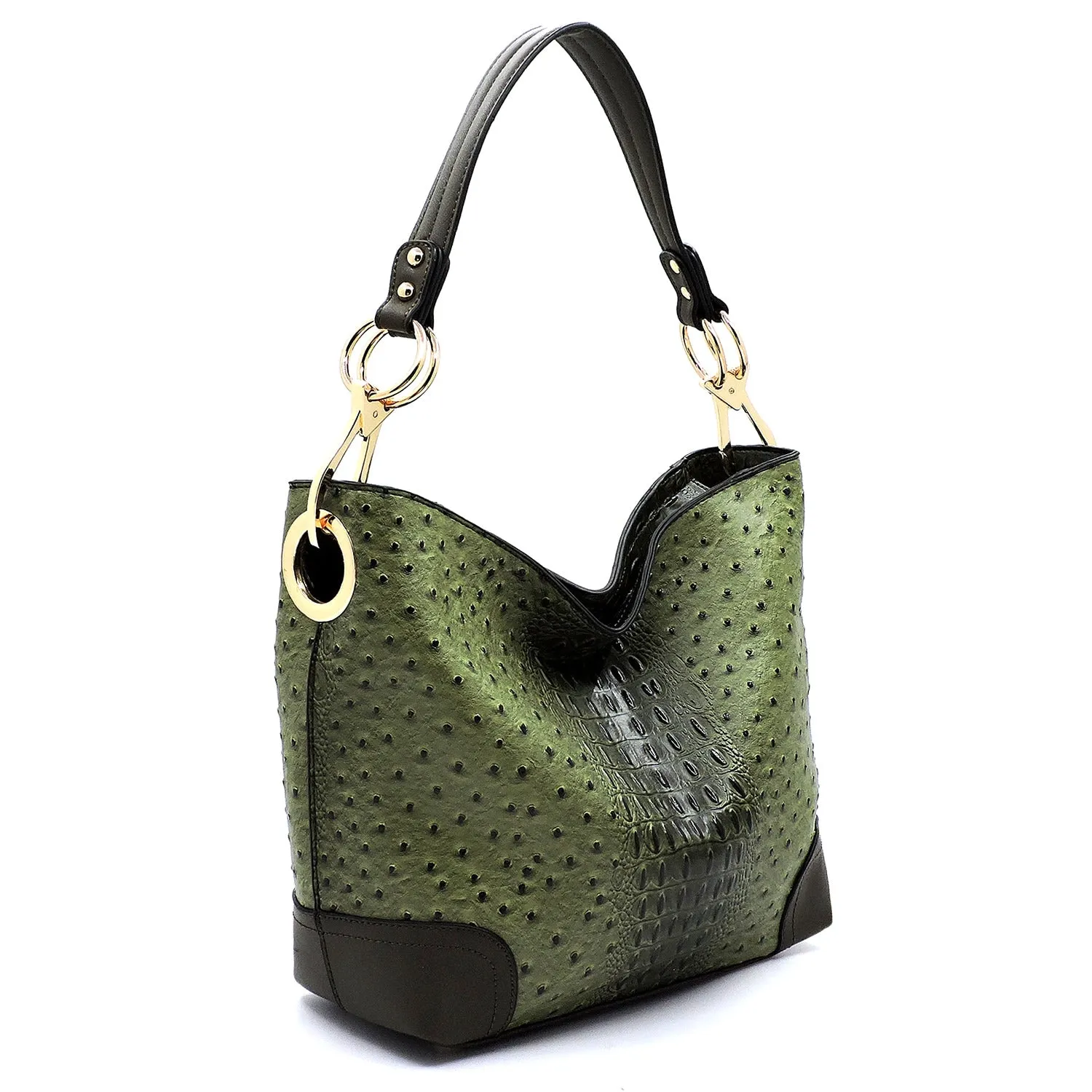 Ostrich Croc 2-in-1 Bucket Bag