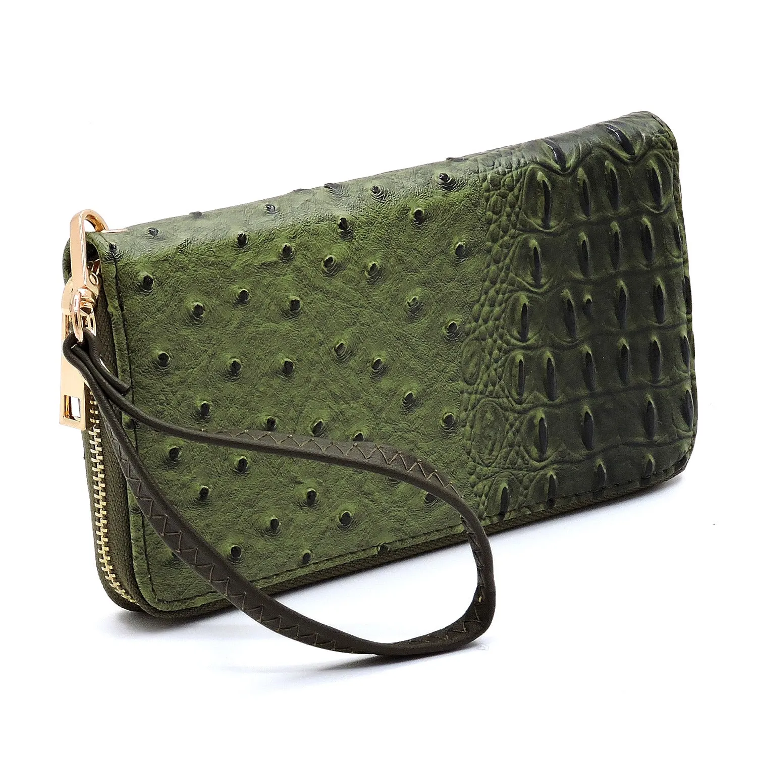 Ostrich Croc 2-in-1 Bucket Bag