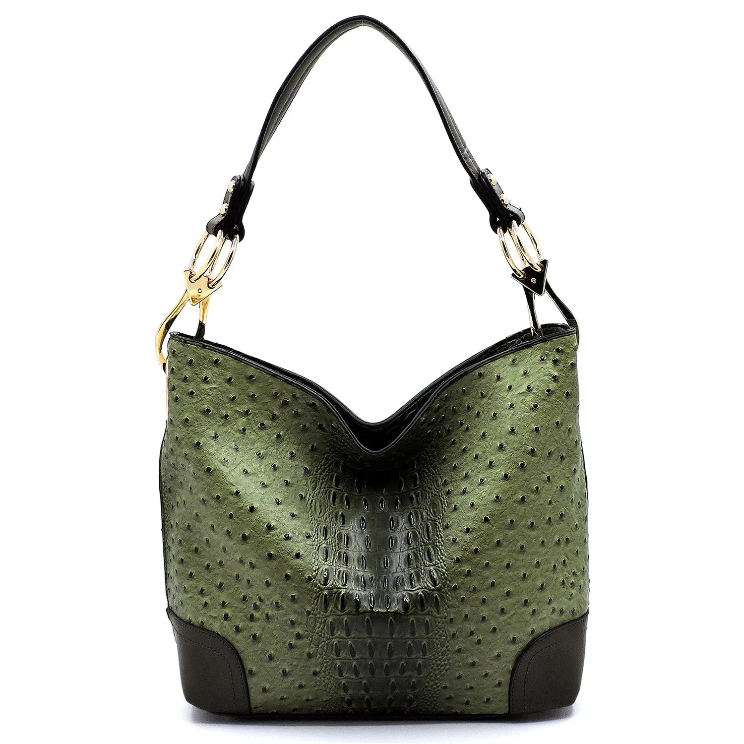 Ostrich Croc 2-in-1 Bucket Bag