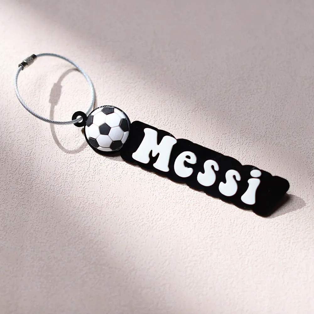 OwlLaser Ball Games Style-Keychain, Backpack Buckle with Customizable Name