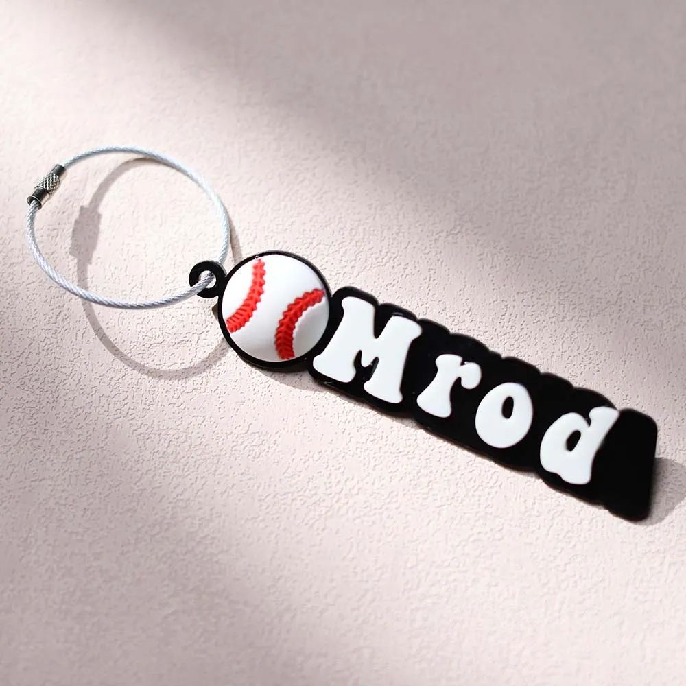 OwlLaser Ball Games Style-Keychain, Backpack Buckle with Customizable Name