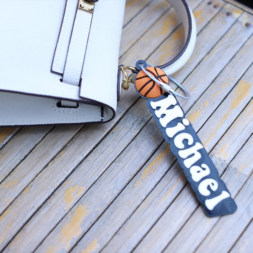 OwlLaser Ball Games Style-Keychain, Backpack Buckle with Customizable Name