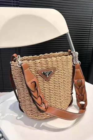 P Woven Bucket Bag