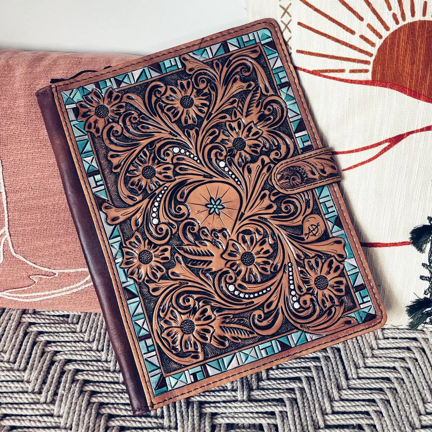 Park Hill Hand Tooled Leather Notebook Portfolio