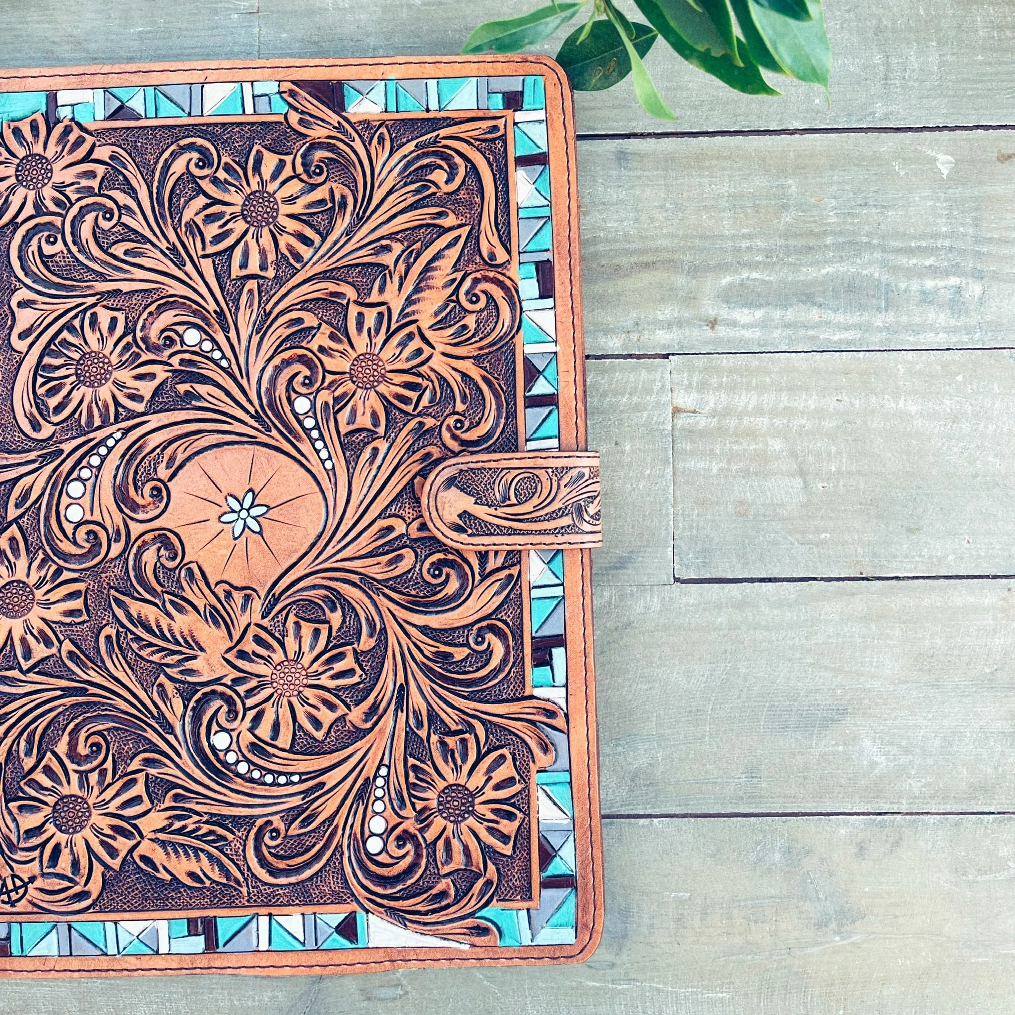 Park Hill Hand Tooled Leather Notebook Portfolio