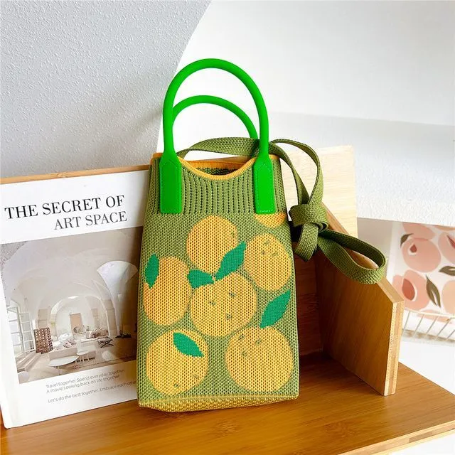 Patterned Knit Mobile Phone Crossbody Bag