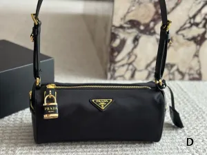 PD346 Re-Edition 2002 Re-Nylon & Calfskin Shoulder Bag / 10.6x5.1x2inch