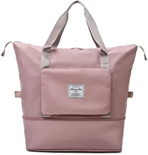 Peach Foldable Travel Duffel Bag, Shopping bag with front pocket Lightweight Waterproof Carry on Luggage Bag