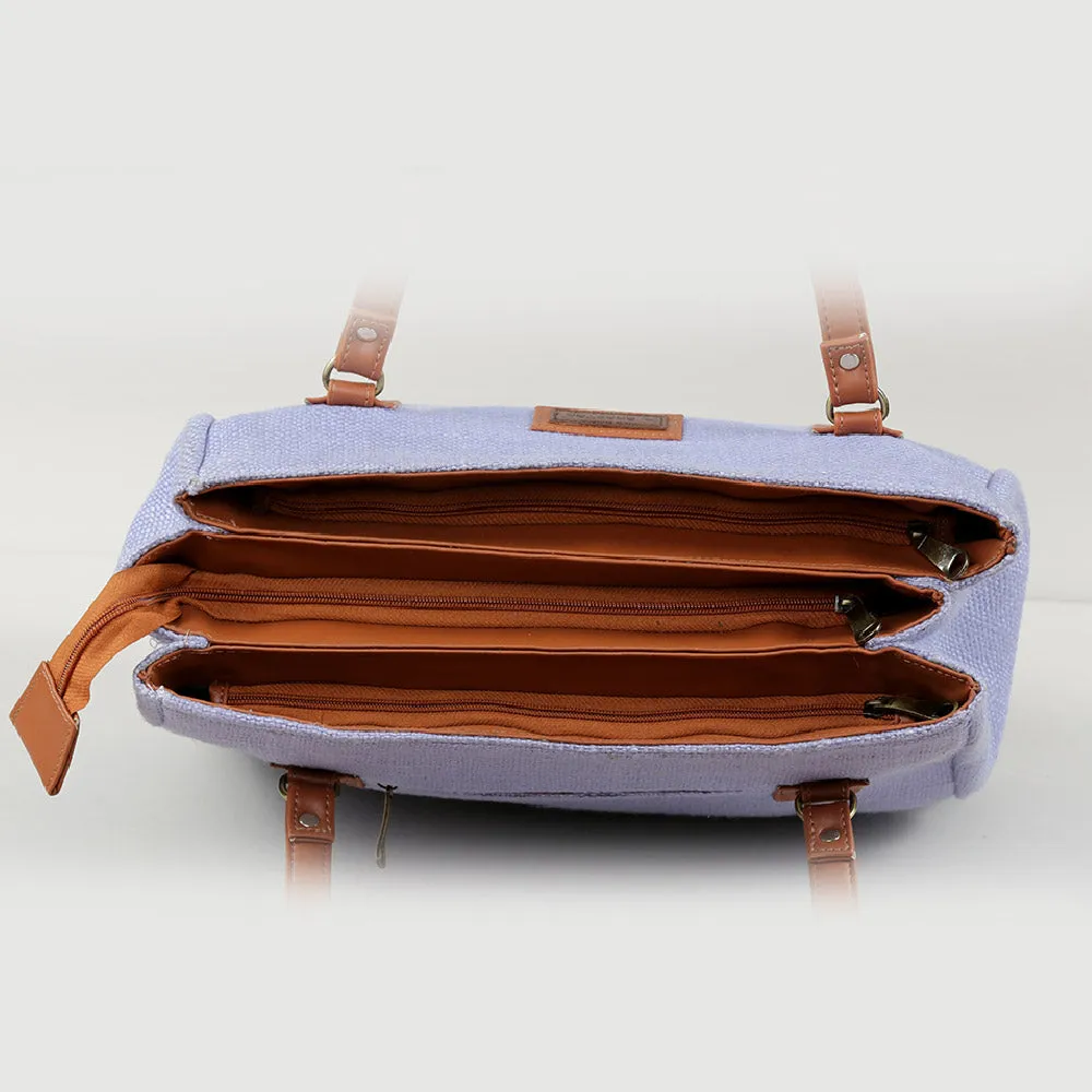 Pearly Purple three pocket tote bag