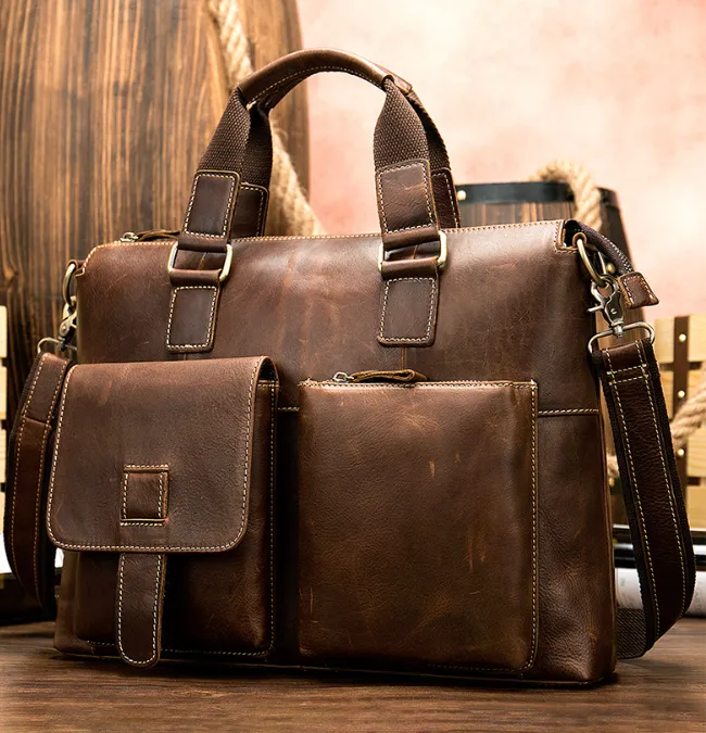 Personalized Full Grain Leather Briefcase Men, Leather Satchel,Gift for Him, Work Bag 4544