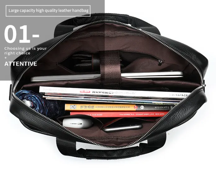Personalized Men's Briefcase Computer Bag Messenger Bag Leather Business Handbag Gift For Him3857