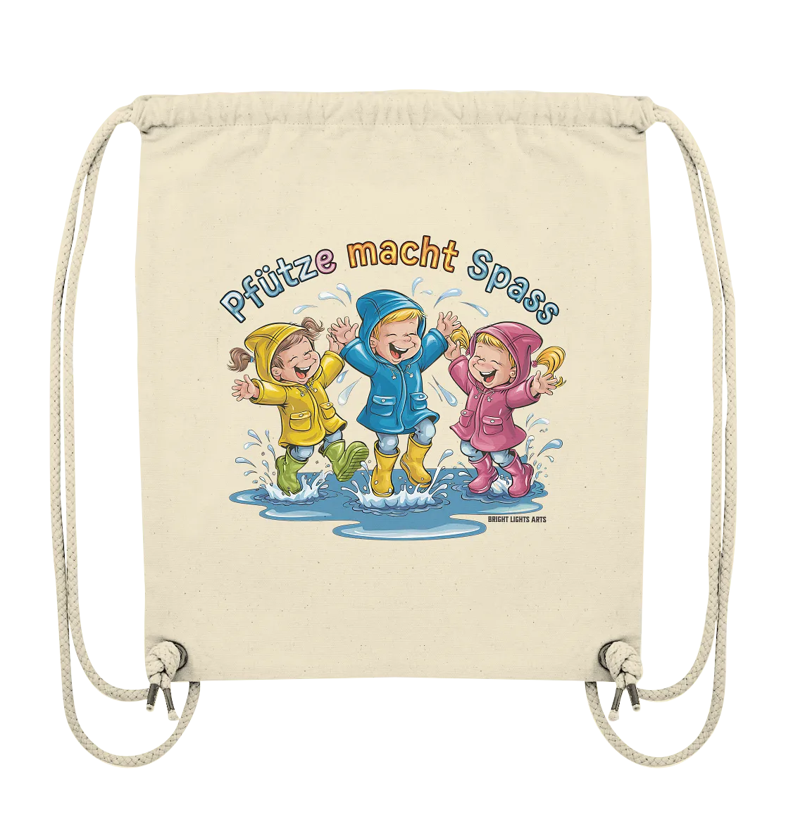 Pfützen-Spaß: Kinder im Regen - Organic Gym-Bag