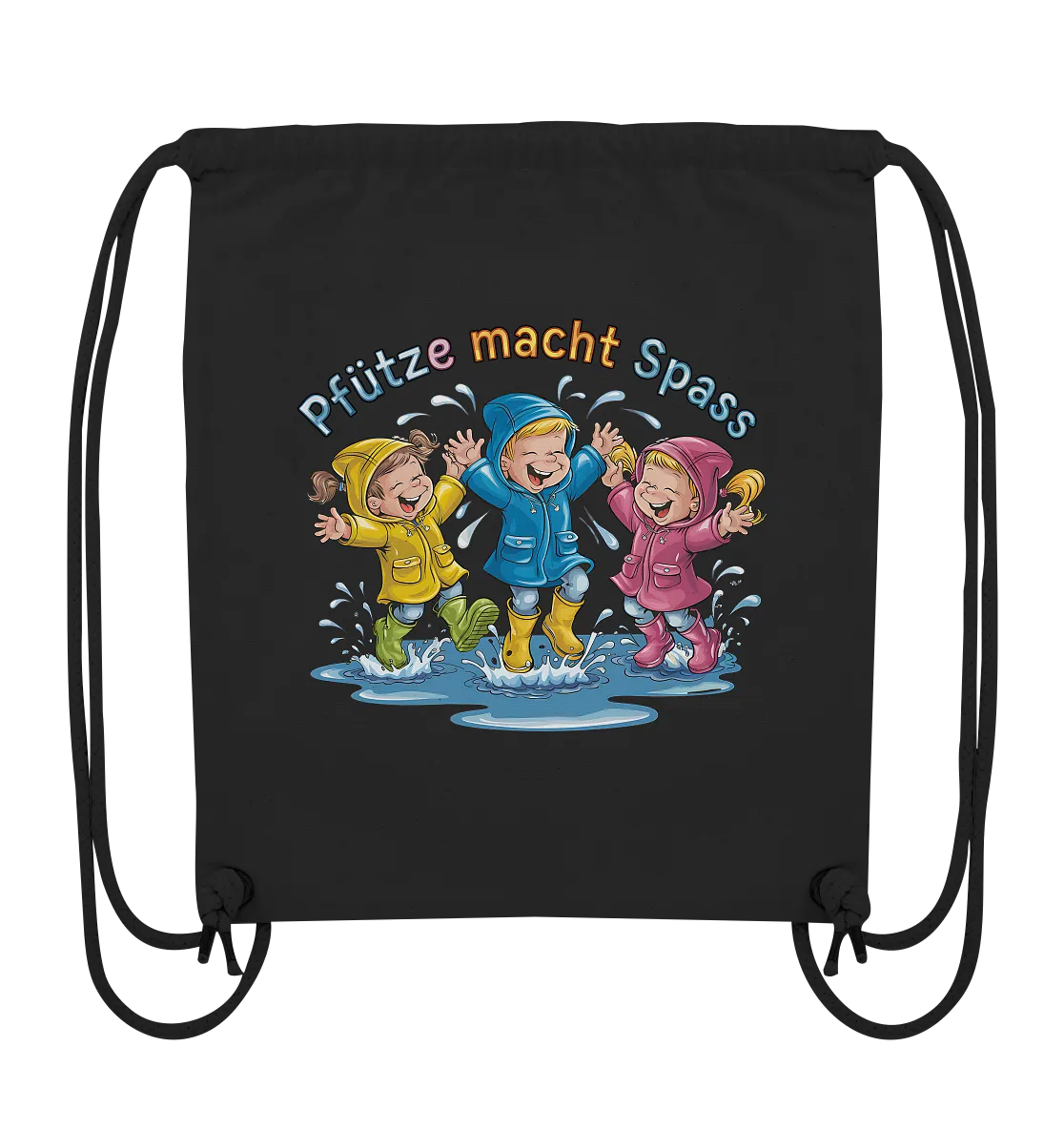Pfützen-Spaß: Kinder im Regen - Organic Gym-Bag