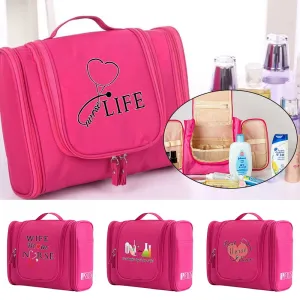 Pink Nurse Hanging Cosmetic MakeUp and Toiletry Bag Handbag Women Wash Pouch Hook Up Cosmetic Bags Travel Camping Toiletry Organizer Nurse Print Waterproof Make Up Case