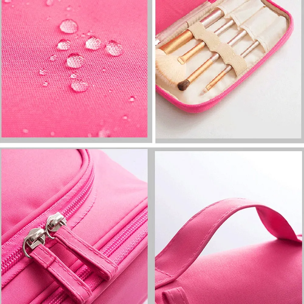 Pink Nurse Hanging Cosmetic MakeUp and Toiletry Bag Handbag Women Wash Pouch Hook Up Cosmetic Bags Travel Camping Toiletry Organizer Nurse Print Waterproof Make Up Case