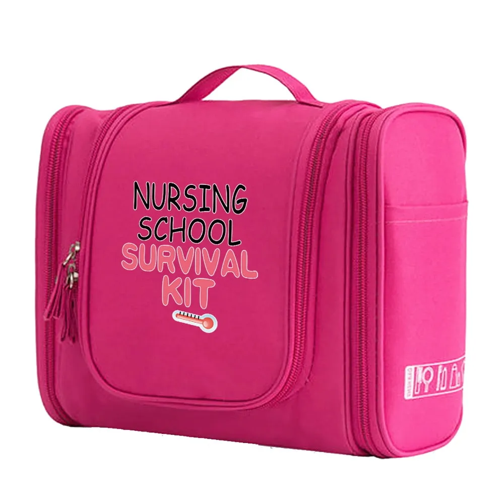 Pink Nurse Hanging Cosmetic MakeUp and Toiletry Bag Handbag Women Wash Pouch Hook Up Cosmetic Bags Travel Camping Toiletry Organizer Nurse Print Waterproof Make Up Case