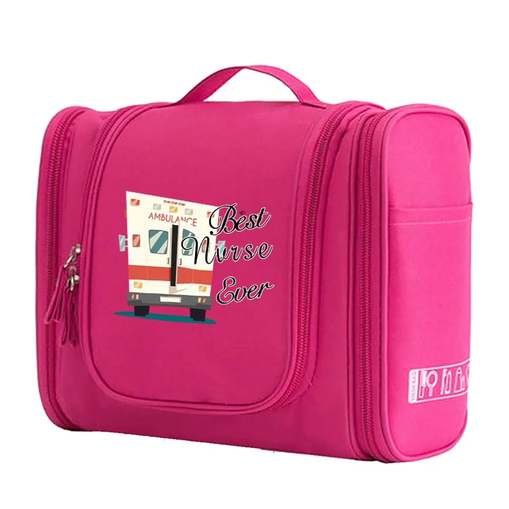 Pink Nurse Hanging Cosmetic MakeUp and Toiletry Bag Handbag Women Wash Pouch Hook Up Cosmetic Bags Travel Camping Toiletry Organizer Nurse Print Waterproof Make Up Case
