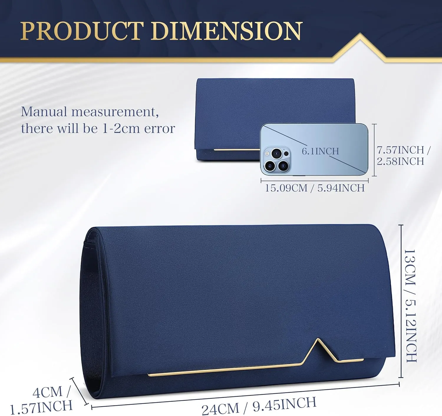 Pinprin Evening Clutch Bag for Women - Formal Dressing Handbag Glitter Envelope Handy Purse for Wedding Party Prom