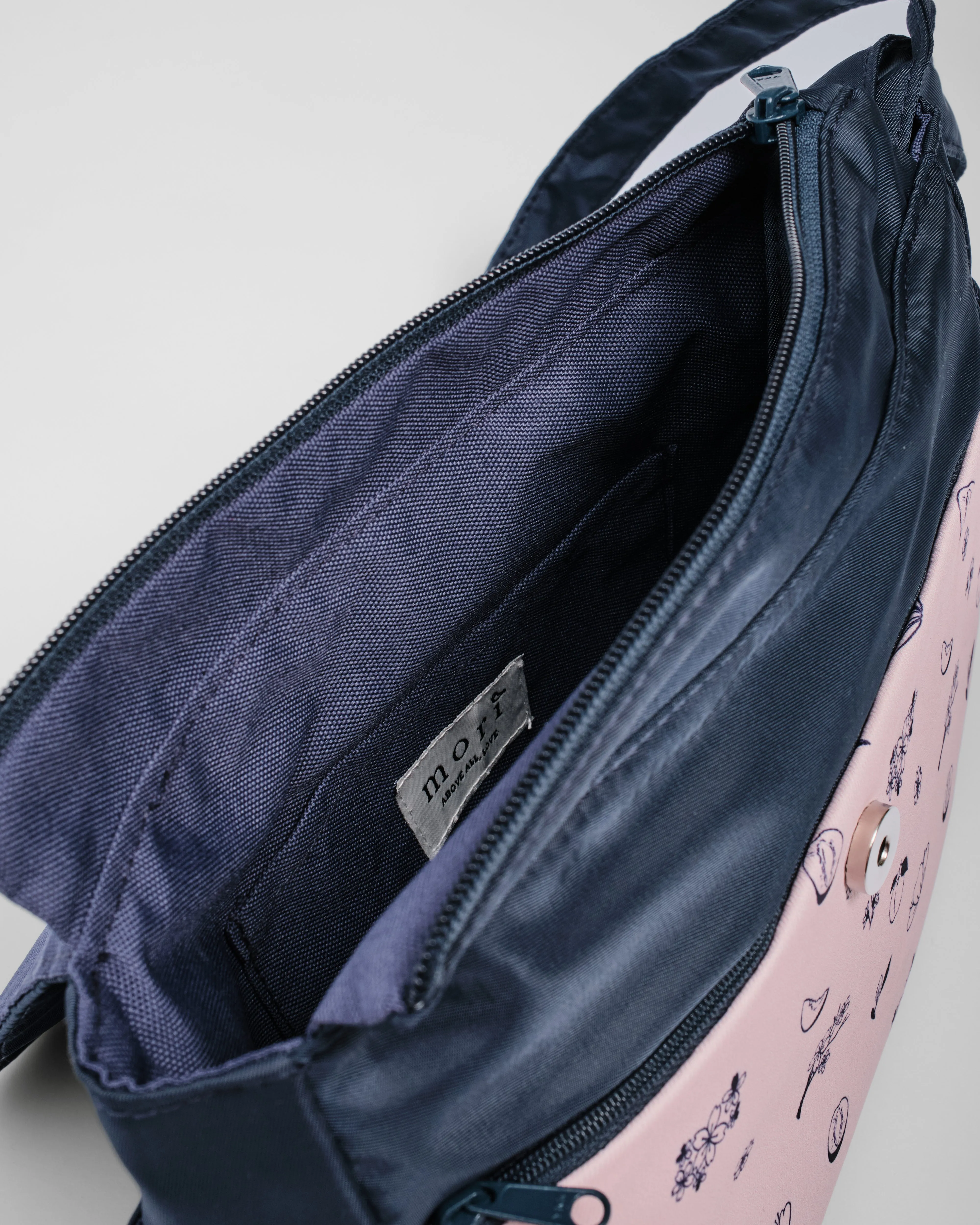 Plum Blossoms Navy Multi-Carry Crossbody Bag