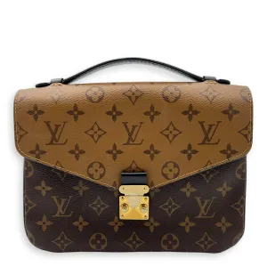 Pochette Metis Crossbody Bag Brown in Monogram Coated Canvas, Gold hardware