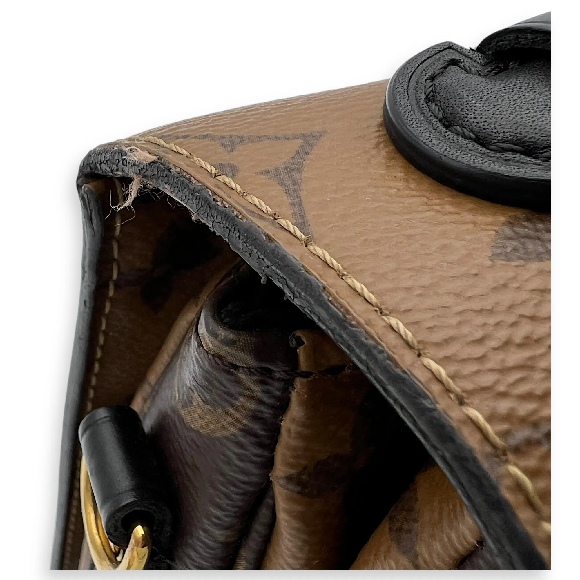 Pochette Metis Crossbody Bag Brown in Monogram Coated Canvas, Gold hardware