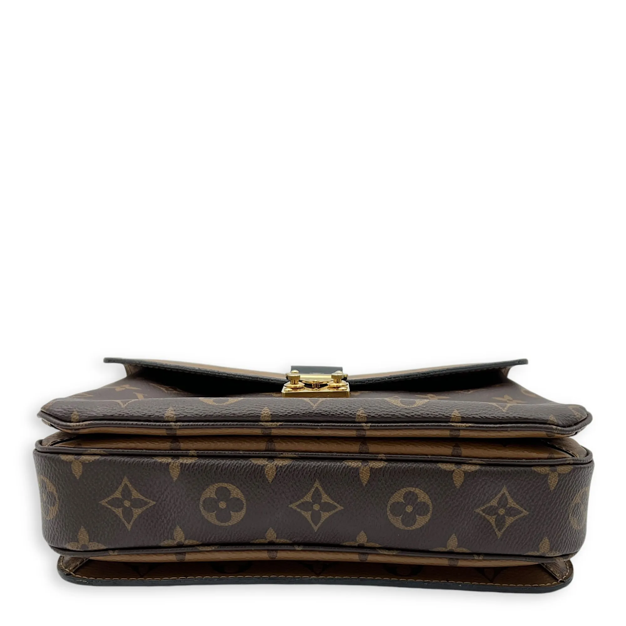 Pochette Metis Crossbody Bag Brown in Monogram Coated Canvas, Gold hardware