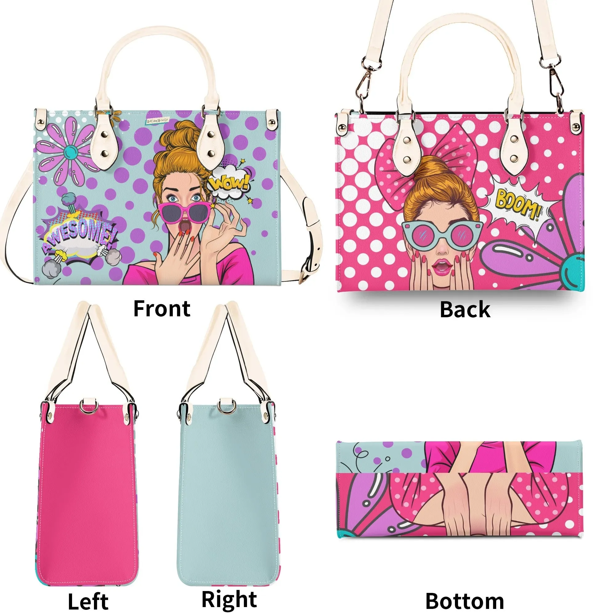 Pop Art Funky Fun Retro Reversible Handbag, Shoulder Bag