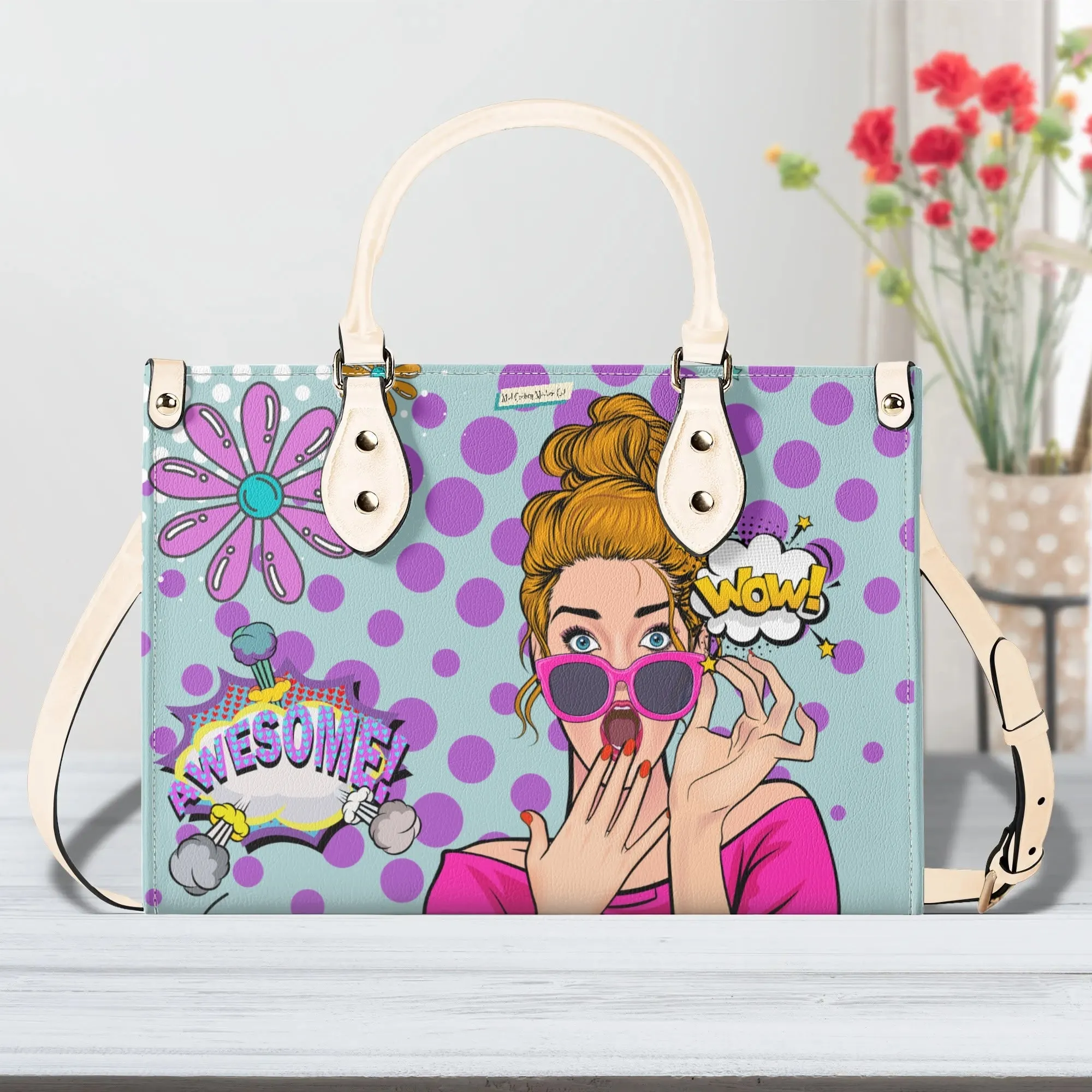 Pop Art Funky Fun Retro Reversible Handbag, Shoulder Bag