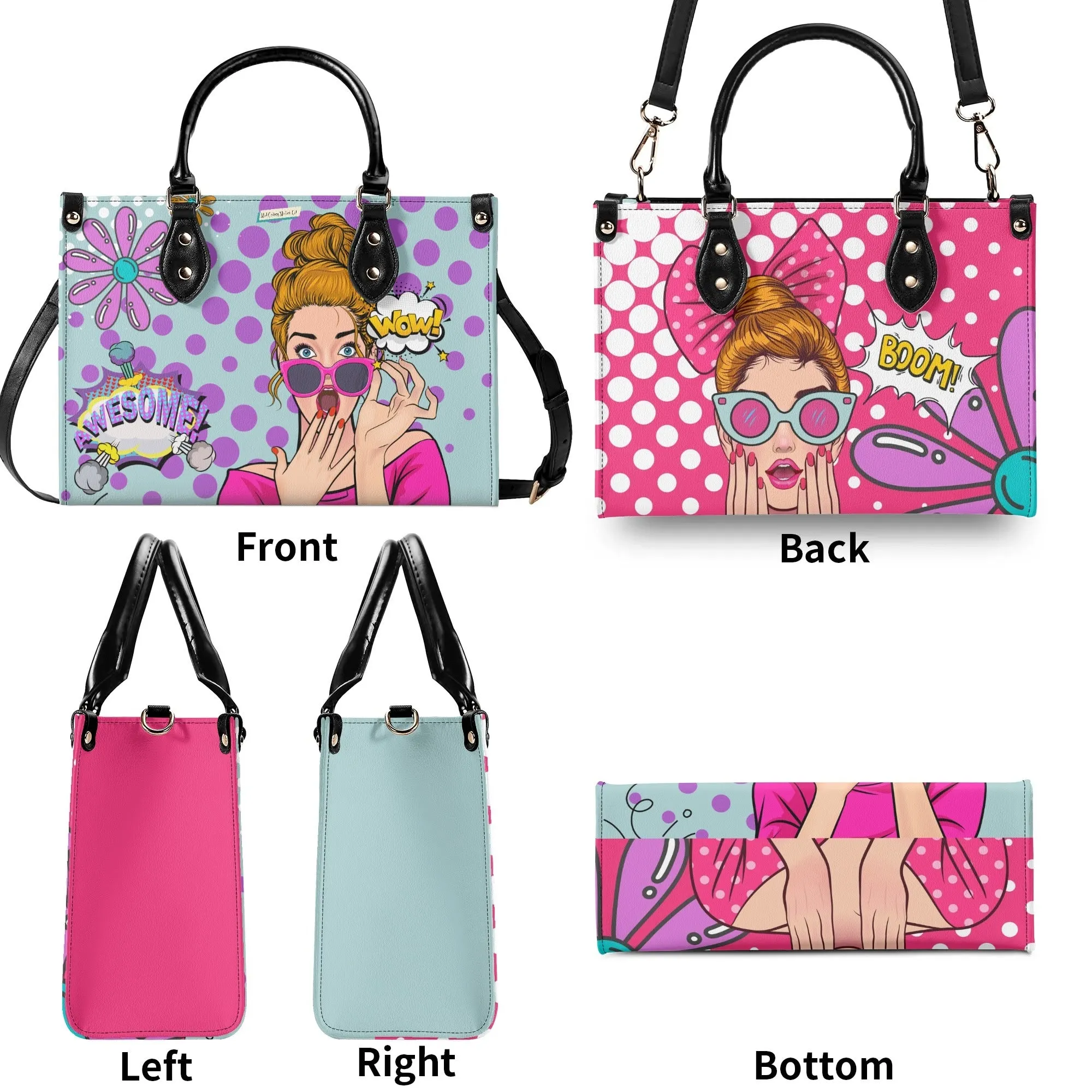 Pop Art Funky Fun Retro Reversible Handbag, Shoulder Bag