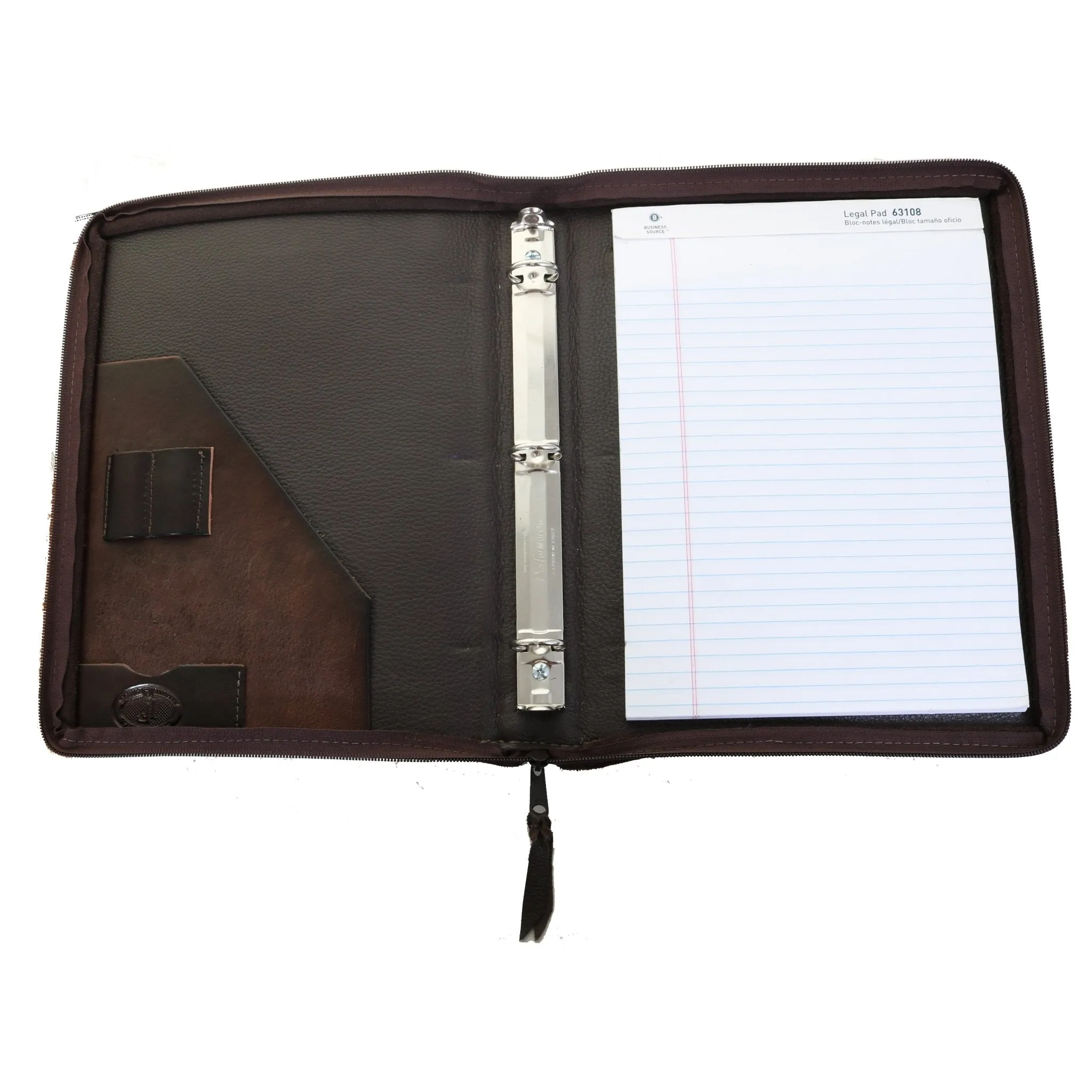 PORT39A - Brown Gator Print Suede Leather Portfolio w/Zipper