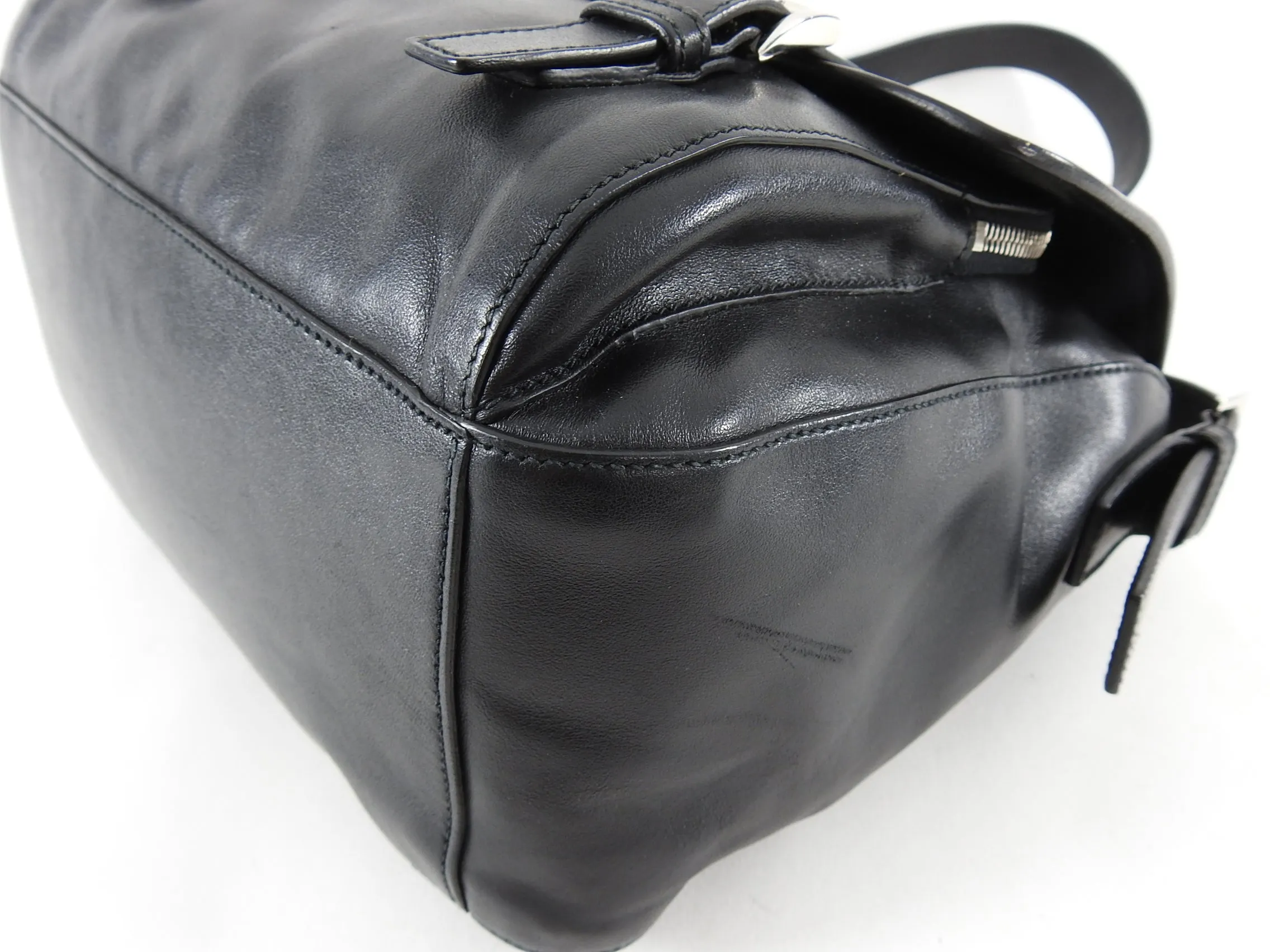 Prada Black Leather Small Crossbody Messenger Bag