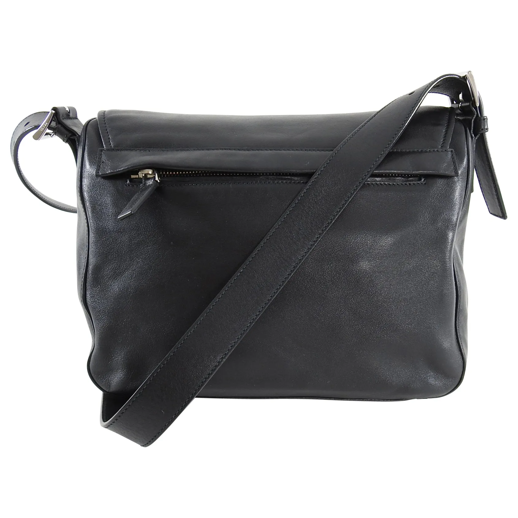 Prada Black Leather Small Crossbody Messenger Bag