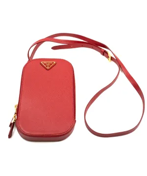 Prada Red Leather Saffiano Mini-bag Crossbody Bag - AWL4158
