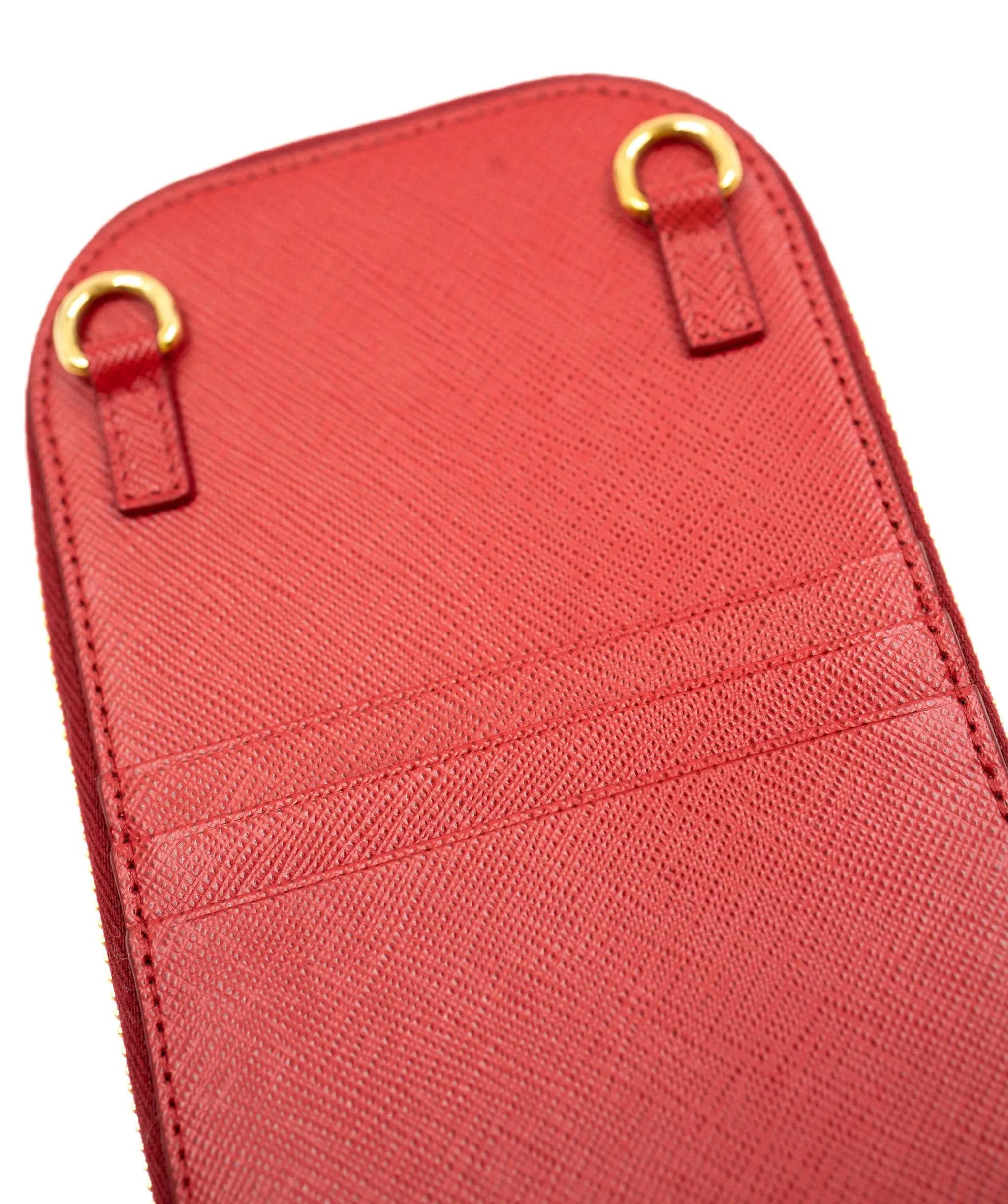 Prada Red Leather Saffiano Mini-bag Crossbody Bag - AWL4158