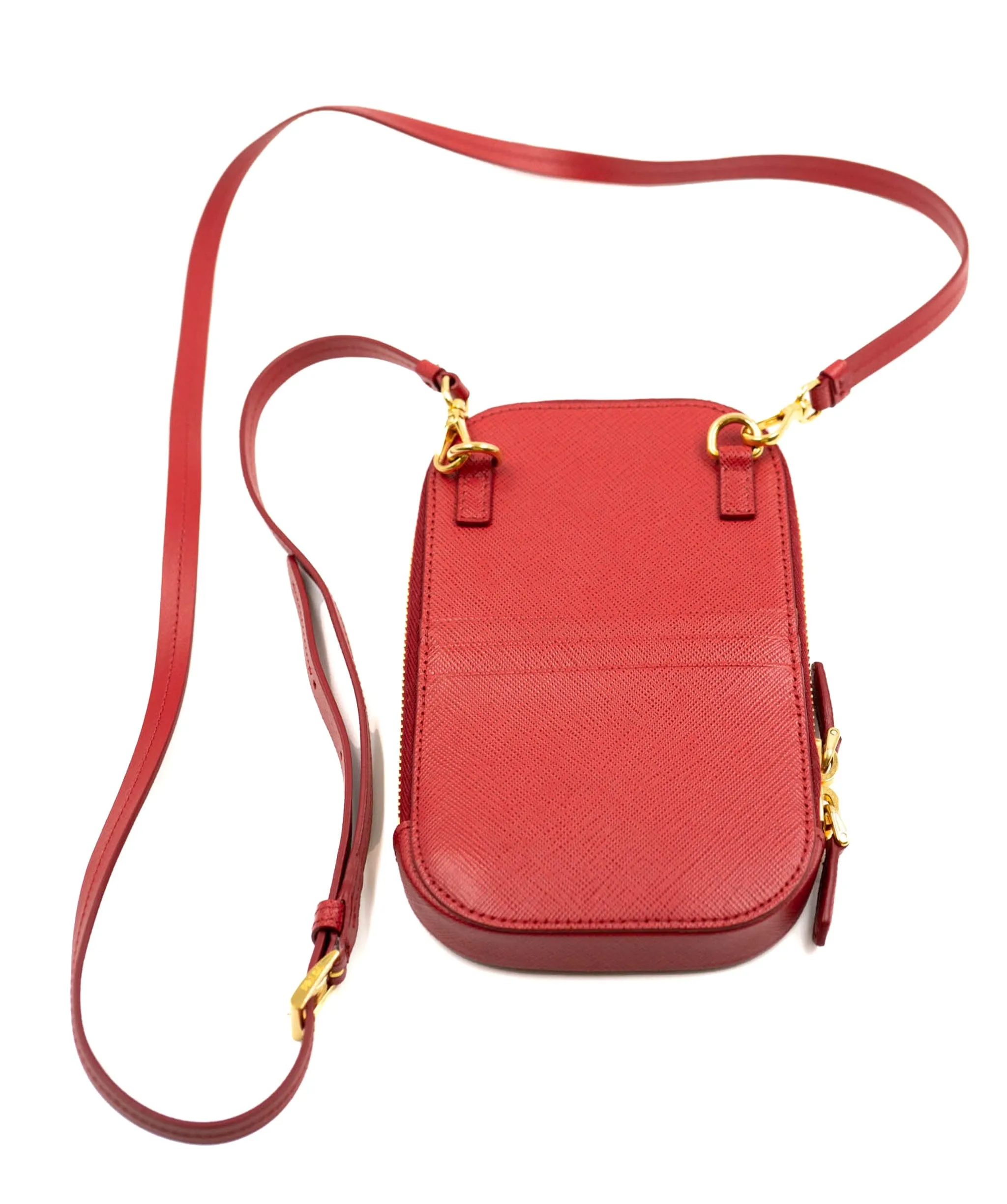 Prada Red Leather Saffiano Mini-bag Crossbody Bag - AWL4158