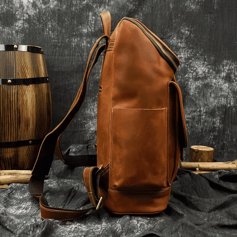Premium Leather Backpacks 16In Laptop Daypack Travel Bag