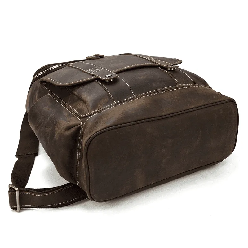 Premium Leather Backpacks 16In Laptop Daypack Travel Bag
