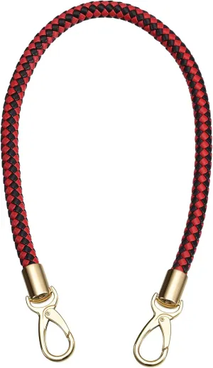 QUARKZMAN Handbag Strap Leather 60 cm/23.6 Inch PU Braided Purse Replacement Handle for Women's Handbag Clutch Bag (Black/Red)