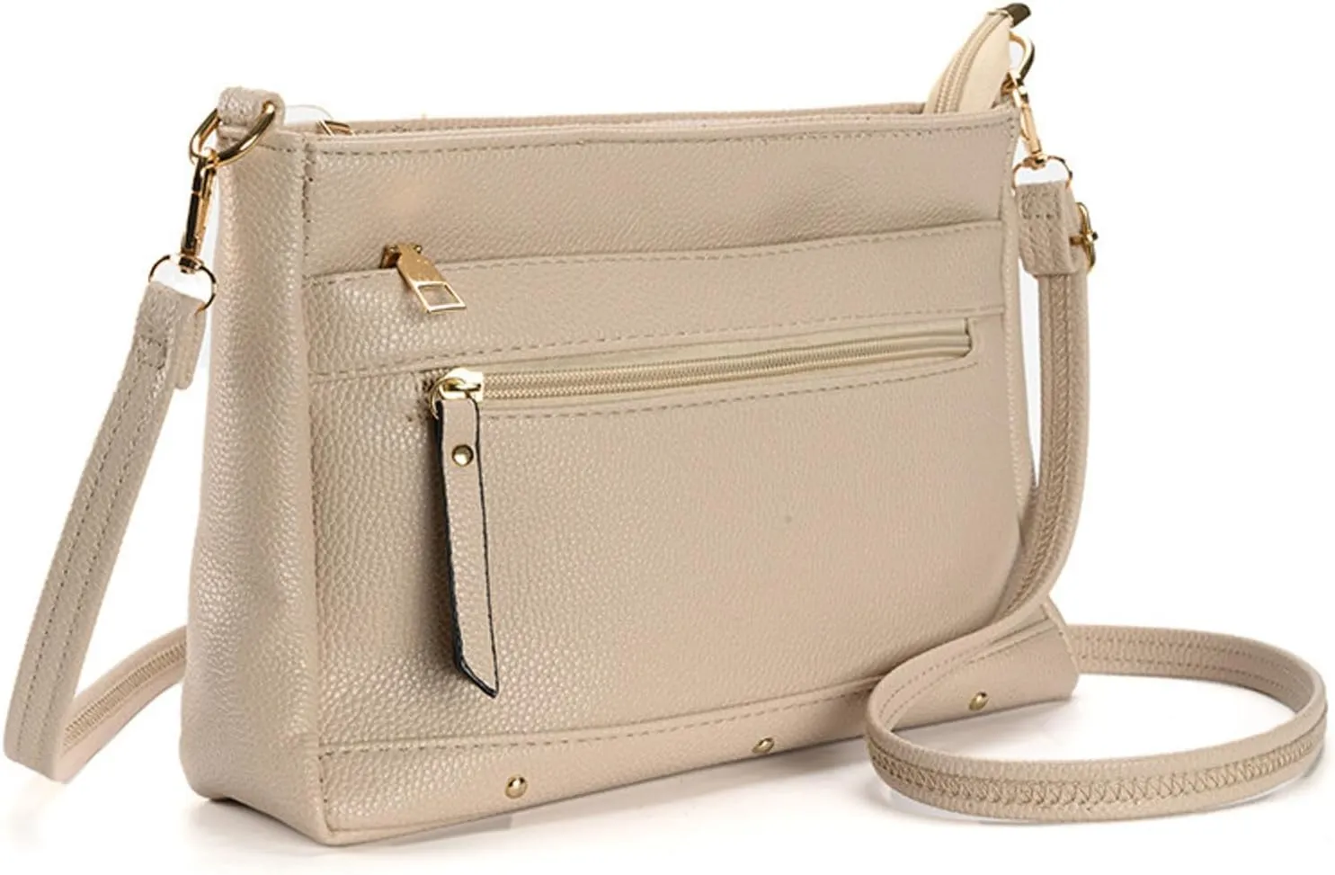 Quilted Crossbody Purses for Women Genuine Leather Crossbody Bags for Women Carry Options for Work and Daily Use(Beige)