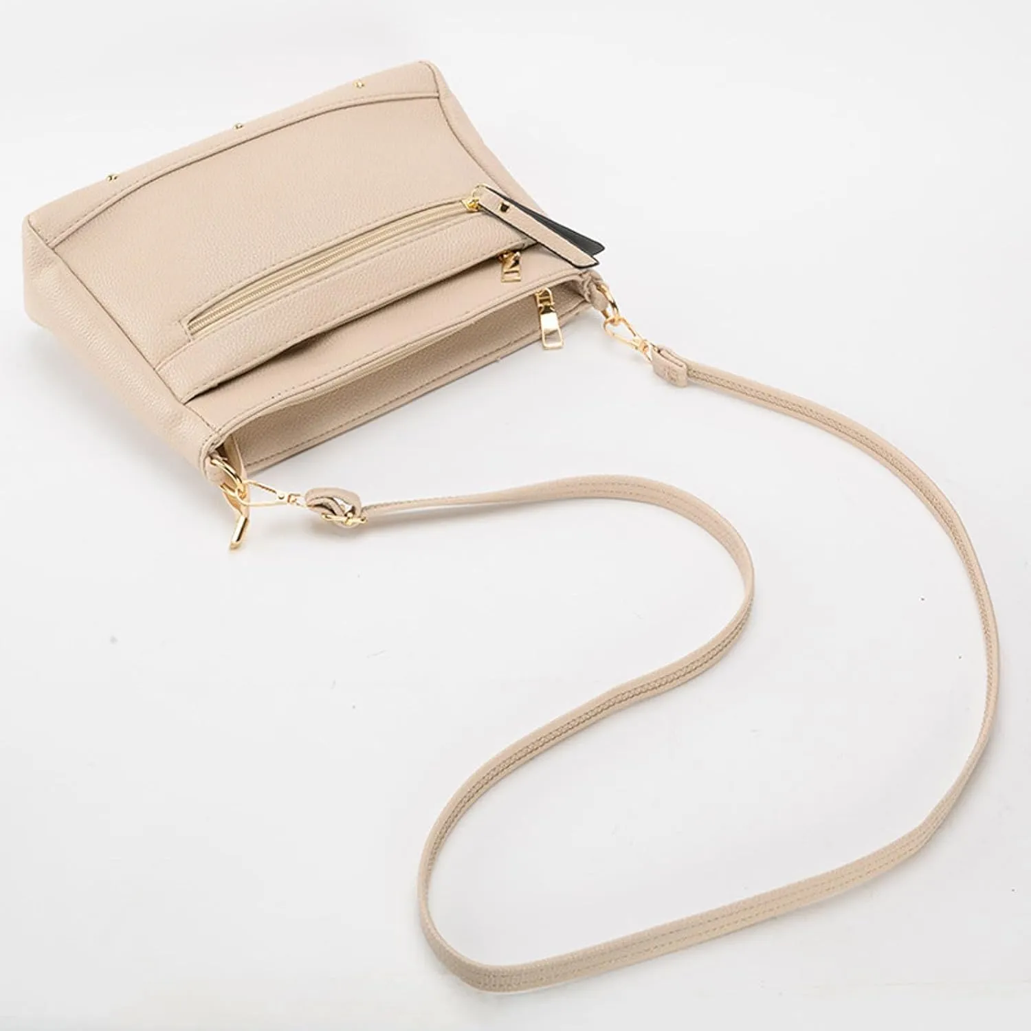 Quilted Crossbody Purses for Women Genuine Leather Crossbody Bags for Women Carry Options for Work and Daily Use(Beige)