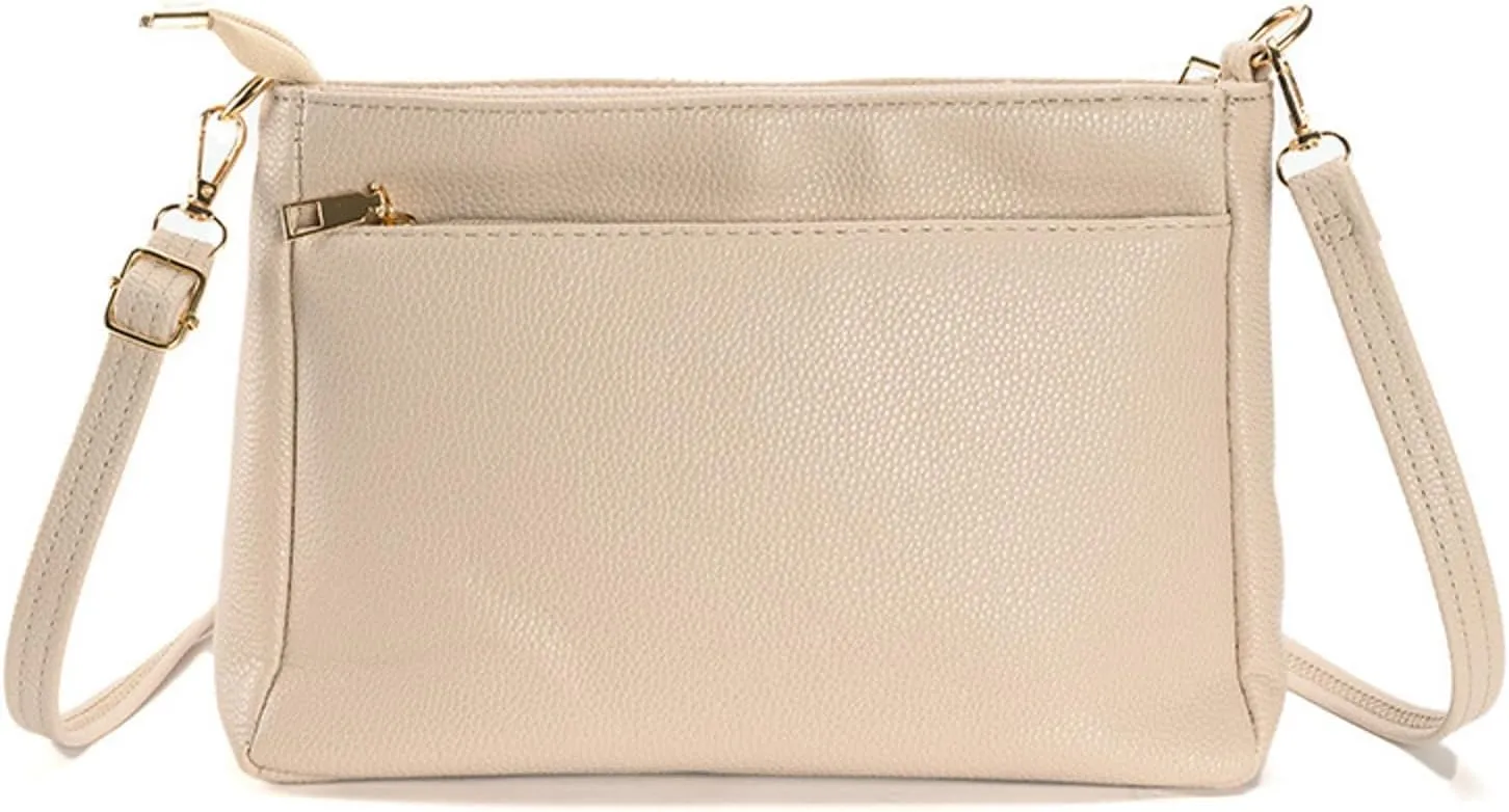 Quilted Crossbody Purses for Women Genuine Leather Crossbody Bags for Women Carry Options for Work and Daily Use(Beige)