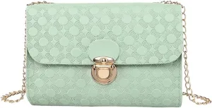 Quilted Crossbody Purses for Women Lightweight Quilted Leather Handbags for Women Retro Clutch Underarm Purse(Green)
