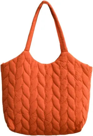 Quilted Shoulder Bag for Women Soft Nylon Purse Large Casual Canvas Handbags Working Shopping Top Handle Bag